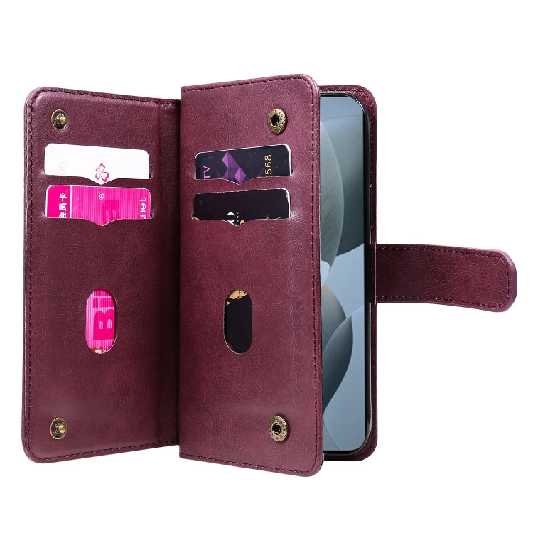 For Redmi K70 Multi-Function Wallet 10 Card Slots Leather Phone Case(Claret) - free shipping - PMC Jewellery - Order now!