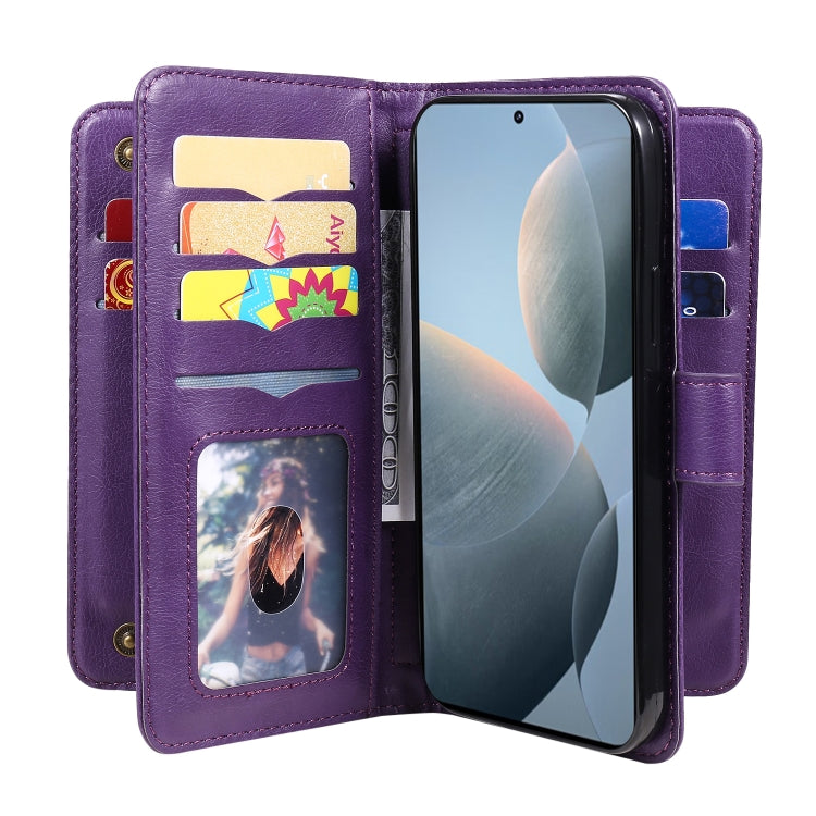 For Redmi K70 Multi-Function Wallet 10 Card Slots Leather Phone Case(Violet) - K70 Cases by PMC Jewellery | Online Shopping South Africa | PMC Jewellery | Buy Now Pay Later Mobicred