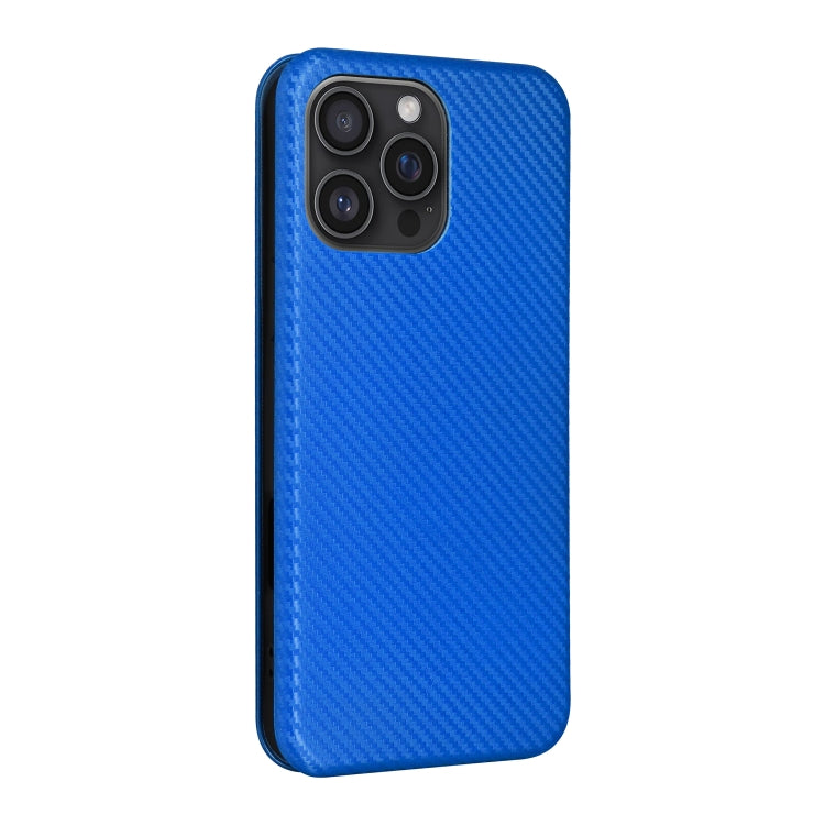 For iPhone 16 Pro Carbon Fiber Texture Flip Leather Phone Case(Blue) - iPhone 16 Pro Cases by PMC Jewellery | Online Shopping South Africa | PMC Jewellery | Buy Now Pay Later Mobicred