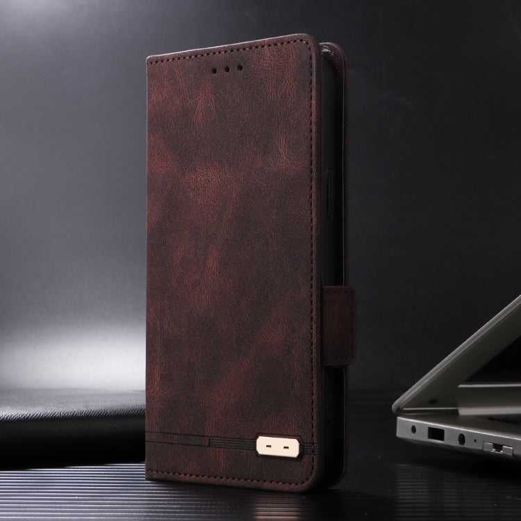 For iPhone 16 Plus Magnetic Clasp Leather Phone Case(Brown) - iPhone 16 Plus Cases by PMC TechLife | Online Shopping South Africa | PMC TechLife | Buy Now Pay Later Mobicred