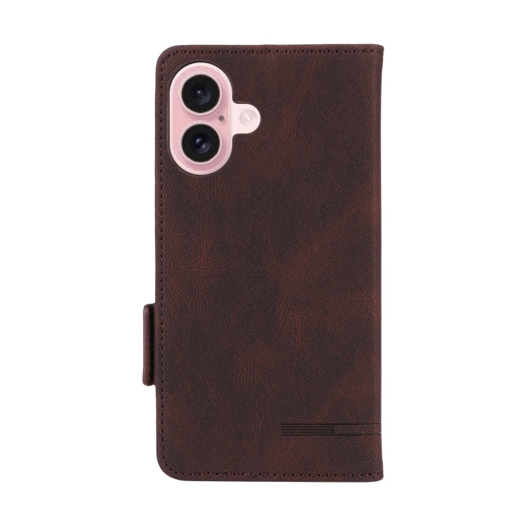 For iPhone 16 Plus Magnetic Clasp Leather Phone Case(Brown) - iPhone 16 Plus Cases by PMC TechLife | Online Shopping South Africa | PMC TechLife | Buy Now Pay Later Mobicred