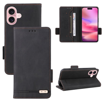 For iPhone 16 Plus Magnetic Clasp Leather Phone Case(Black) - iPhone 16 Plus Cases by PMC Jewellery | Online Shopping South Africa | PMC Jewellery | Buy Now Pay Later Mobicred