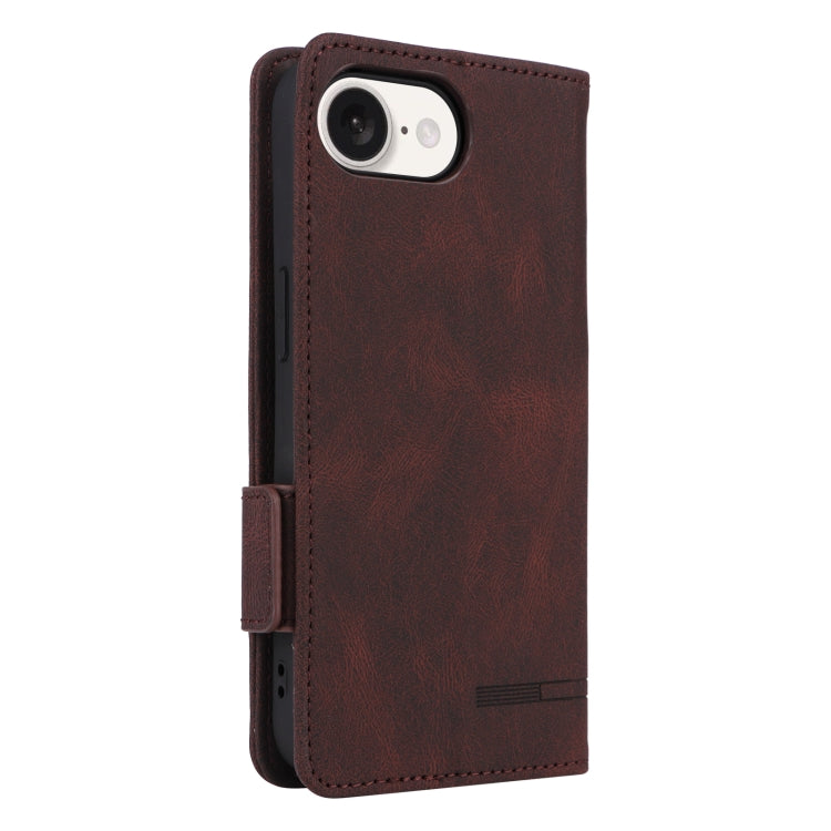 For iPhone 16e Magnetic Clasp Leather Phone Case(Brown) - iPhone 16e Cases by PMC TechLife | Online Shopping South Africa | PMC TechLife | Buy Now Pay Later Mobicred