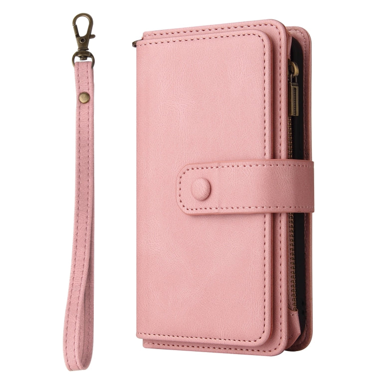 For iPhone 16 Skin Feel Multi Card Slots Zipper Wallet Leather Phone Case(Pink) - iPhone 16 Cases by PMC TechLife | Online Shopping South Africa | PMC TechLife | Buy Now Pay Later Mobicred