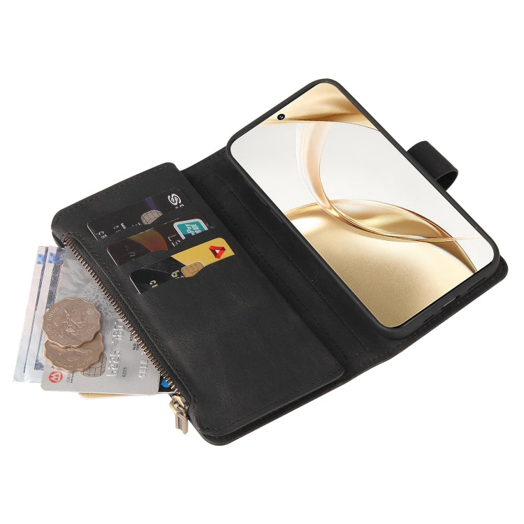 For Honor 200 Skin Feel Multi Card Slots Zipper Wallet Leather Phone Case(Black) - Honor Cases by PMC TechLife | Online Shopping South Africa | PMC TechLife | Buy Now Pay Later Mobicred