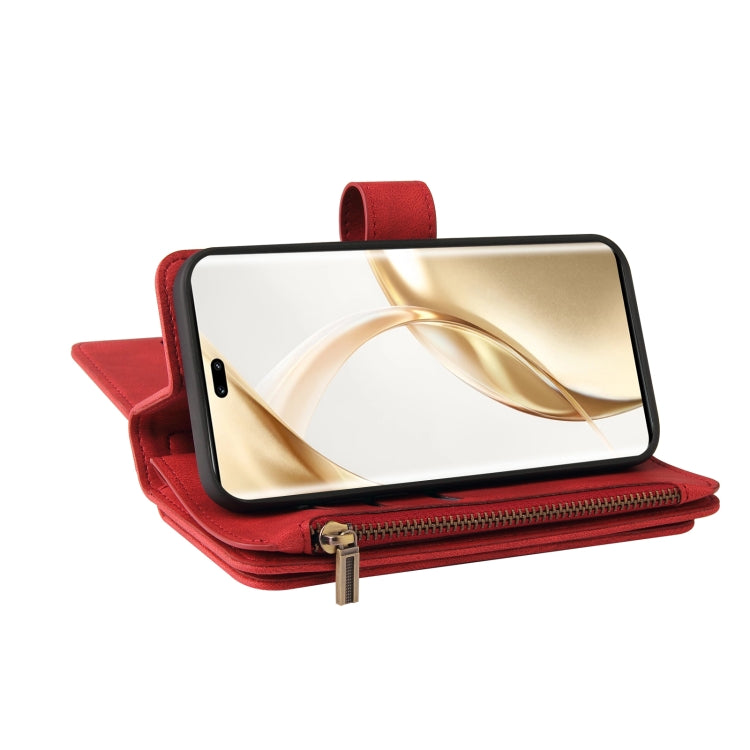For Honor 200 Pro Skin Feel Multi Card Slots Zipper Wallet Leather Phone Case(Red) - Honor Cases by PMC TechLife | Online Shopping South Africa | PMC TechLife | Buy Now Pay Later Mobicred