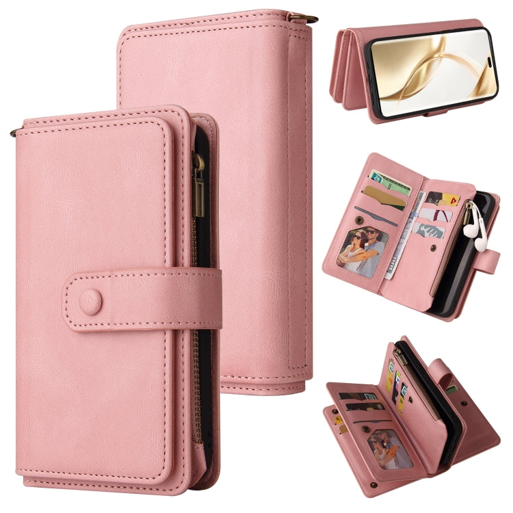 For Honor 200 Pro Skin Feel Multi Card Slots Zipper Wallet Leather Phone Case(Pink) - Honor Cases by PMC TechLife | Online Shopping South Africa | PMC TechLife | Buy Now Pay Later Mobicred