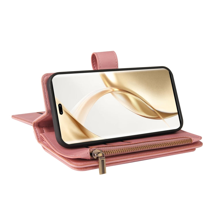 For Honor 200 Pro Skin Feel Multi Card Slots Zipper Wallet Leather Phone Case(Pink) - Honor Cases by PMC TechLife | Online Shopping South Africa | PMC TechLife | Buy Now Pay Later Mobicred