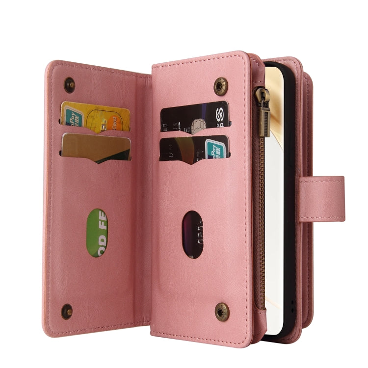For Honor 200 Pro Skin Feel Multi Card Slots Zipper Wallet Leather Phone Case(Pink) - Honor Cases by PMC TechLife | Online Shopping South Africa | PMC TechLife | Buy Now Pay Later Mobicred