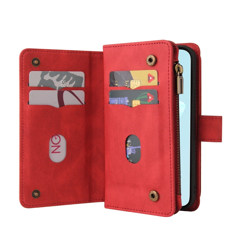 For Honor 200 Lite Global Skin Feel Multi Card Slots Zipper Wallet Leather Phone Case(Red) - Honor Cases by PMC TechLife | Online Shopping South Africa | PMC TechLife | Buy Now Pay Later Mobicred