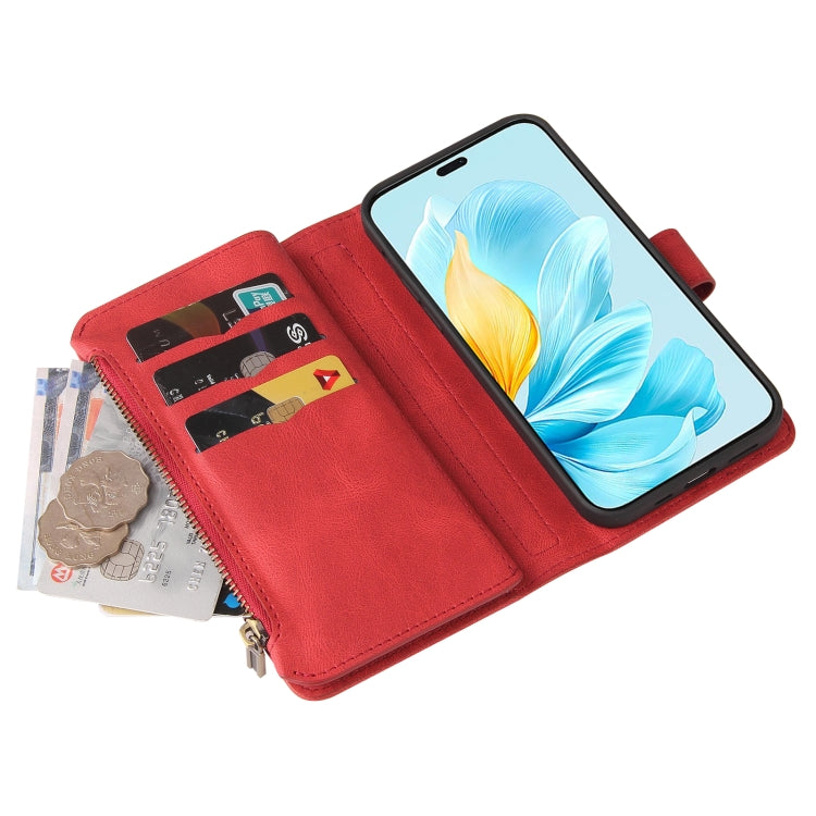 For Honor 200 Lite Global Skin Feel Multi Card Slots Zipper Wallet Leather Phone Case(Red) - Honor Cases by PMC TechLife | Online Shopping South Africa | PMC TechLife | Buy Now Pay Later Mobicred