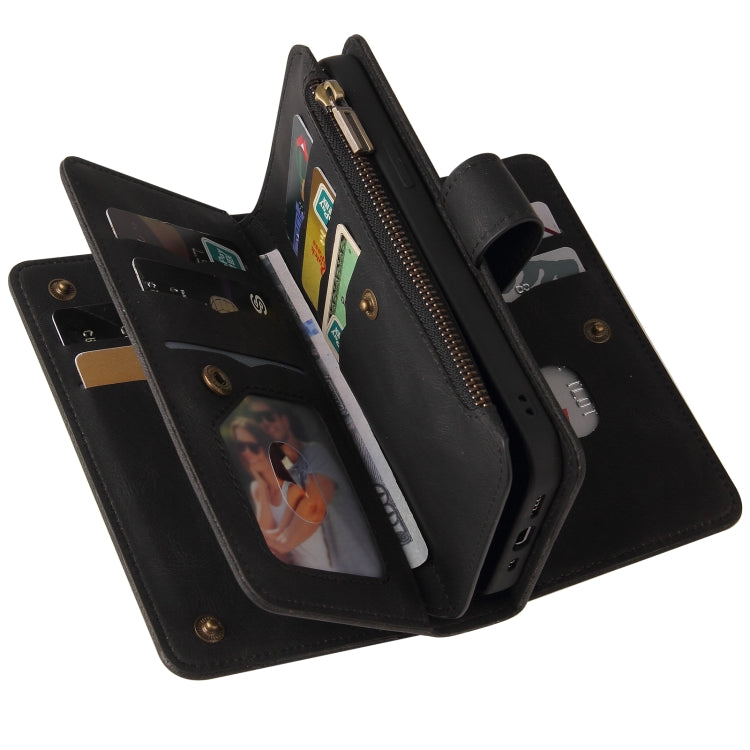 For Honor 200 Lite Global Skin Feel Multi Card Slots Zipper Wallet Leather Phone Case(Black) - Honor Cases by PMC TechLife | Online Shopping South Africa | PMC TechLife | Buy Now Pay Later Mobicred
