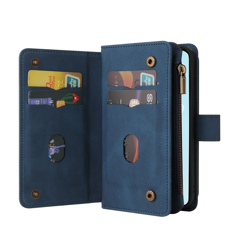 For Honor 200 Lite Global Skin Feel Multi Card Slots Zipper Wallet Leather Phone Case(Blue) - Honor Cases by PMC TechLife | Online Shopping South Africa | PMC TechLife | Buy Now Pay Later Mobicred
