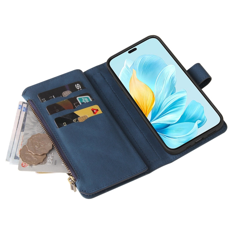 For Honor 200 Lite Global Skin Feel Multi Card Slots Zipper Wallet Leather Phone Case(Blue) - Honor Cases by PMC TechLife | Online Shopping South Africa | PMC TechLife | Buy Now Pay Later Mobicred