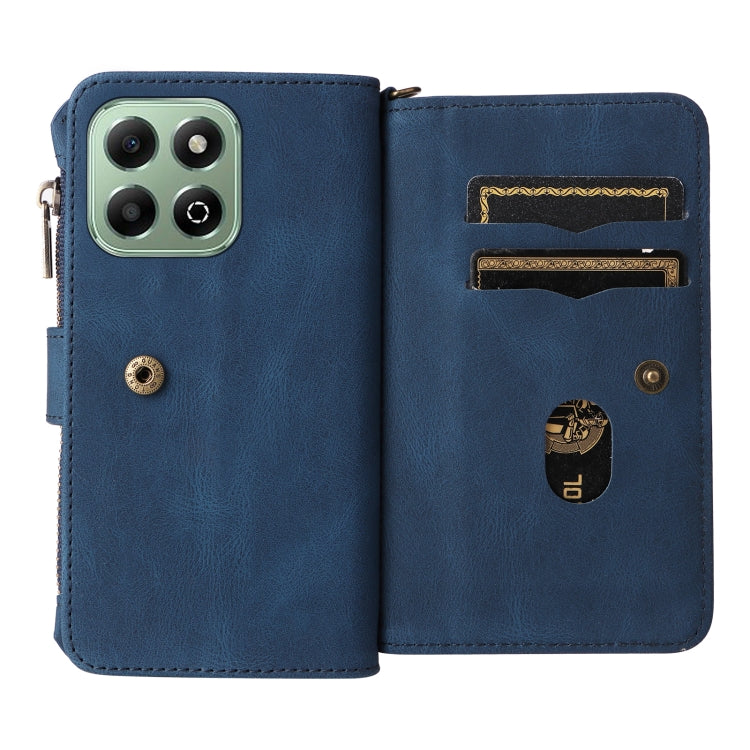 For Honor X6b Skin Feel Multi Card Slots Zipper Wallet Leather Phone Case(Blue) - Honor Cases by PMC TechLife | Online Shopping South Africa | PMC TechLife | Buy Now Pay Later Mobicred