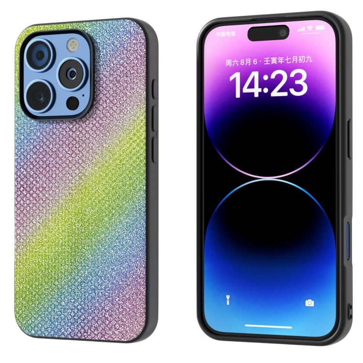 For iPhone 16 Pro Diamond Black Frame Phone Case(Rainbow Diamond) - iPhone 16 Pro Cases by PMC TechLife | Online Shopping South Africa | PMC TechLife | Buy Now Pay Later Mobicred
