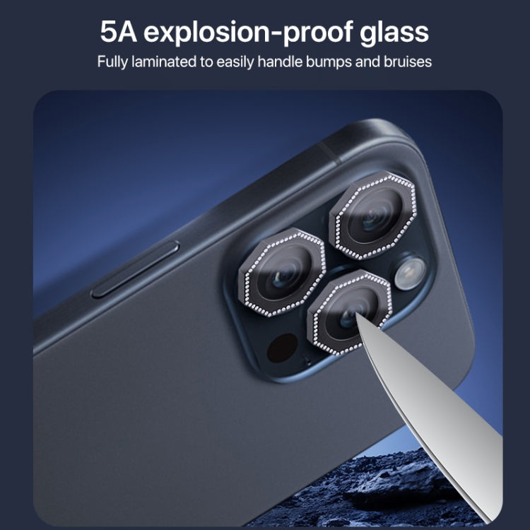 For iPhone 16 Pro / 16 Pro Max HD Lens Protective Film with Diamond(Rose Red) - iPhone 16 Pro Max Tempered Glass by PMC TechLife | Online Shopping South Africa | PMC TechLife | Buy Now Pay Later Mobicred