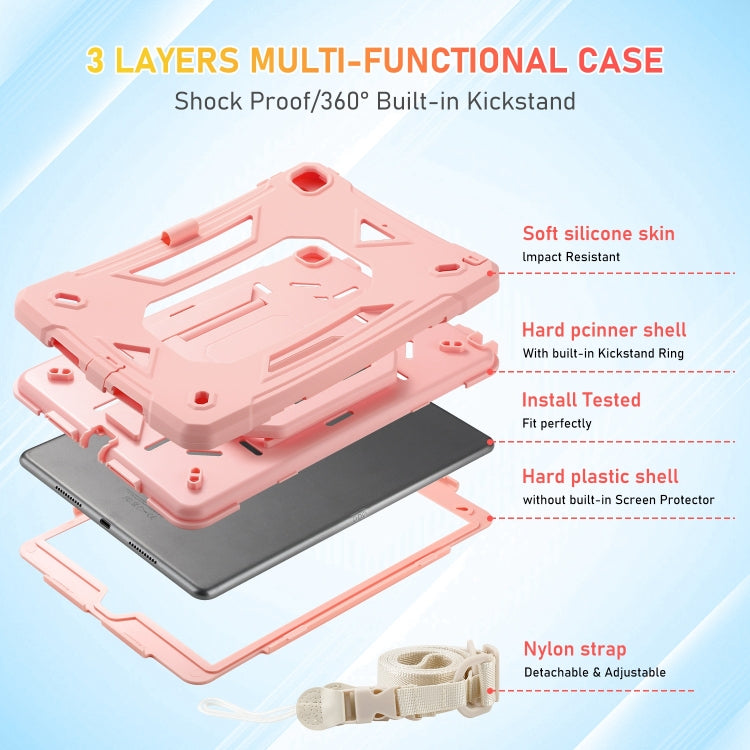 For iPad 10.2 2021 / 2020 / 2019 Legend Grip Holder Silicone Hybrid PC Tablet Case with Strap(Pink) - free shipping - PMC Jewellery - Order now!