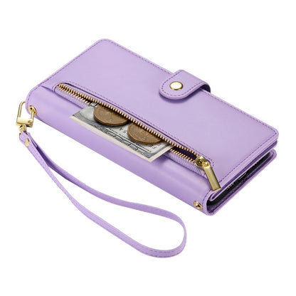 For Google Pixel 9 Pro XL Nine Card-slot Zipper Wallet Bag Leather Phone Case(Purple) - Google Cases by PMC Jewellery | Online Shopping South Africa | PMC Jewellery | Buy Now Pay Later Mobicred