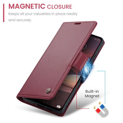 For Redmi 13 CaseMe 023 Butterfly Buckle Litchi Texture RFID Anti-theft Leather Phone Case(Wine Red) - Redmi 13 Cases by CaseMe | Online Shopping South Africa | PMC Jewellery | Buy Now Pay Later Mobicred