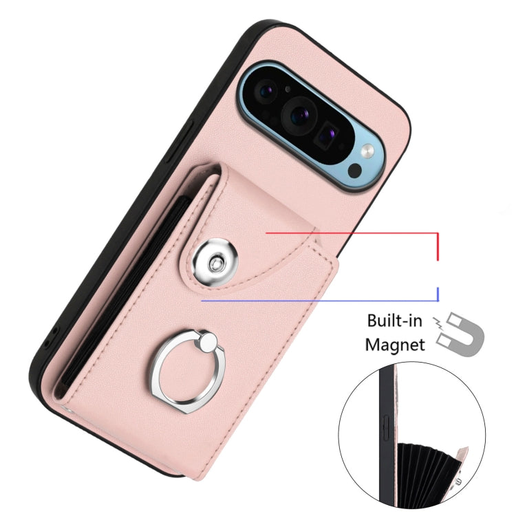 For Google Pixel 9 Pro XL Organ Card Bag Ring Holder Phone Case with Long Lanyard(Pink) - Google Cases by PMC TechLife | Online Shopping South Africa | PMC TechLife | Buy Now Pay Later Mobicred