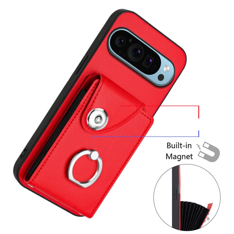 For Google Pixel 9 Pro XL Organ Card Bag Ring Holder Phone Case with Long Lanyard(Red) - Google Cases by PMC TechLife | Online Shopping South Africa | PMC TechLife | Buy Now Pay Later Mobicred