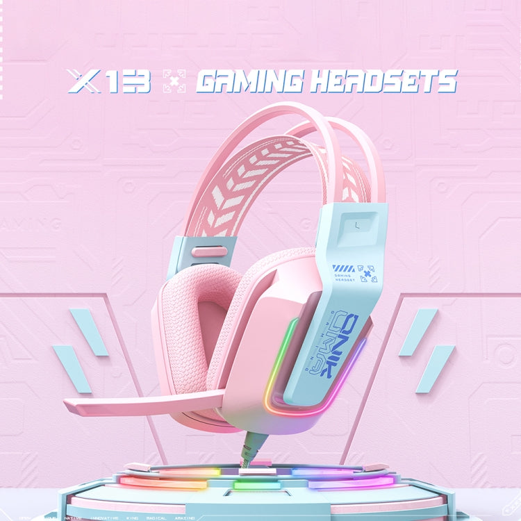 ONIKUMA X13 RGB Colorful Lighting Wired Gaming Headset with Microphone, Length:2.2m(Pink) - Multimedia Headset by ONIKUMA | Online Shopping South Africa | PMC Jewellery | Buy Now Pay Later Mobicred