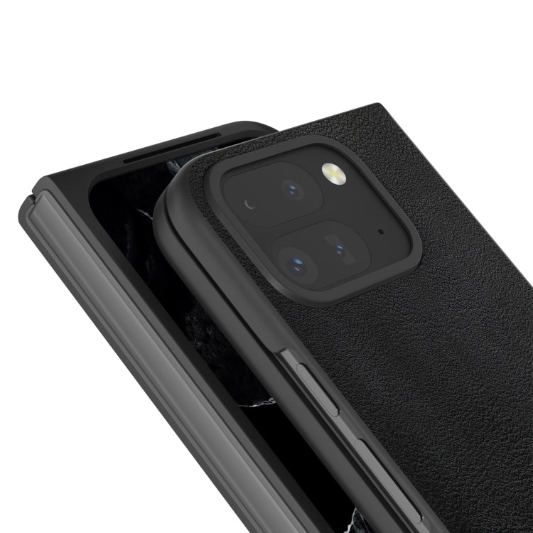For Google Pixel 9 Pro Fold PU Leather Black Frame Full Coverage Phone Case(Black) - Google Cases by PMC TechLife | Online Shopping South Africa | PMC TechLife | Buy Now Pay Later Mobicred