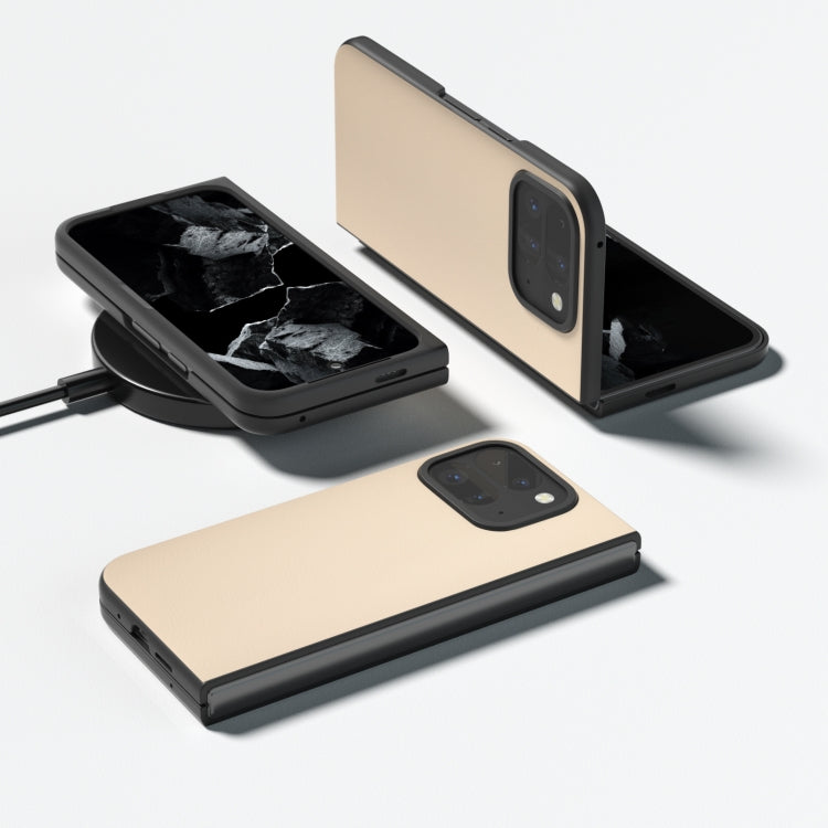For Google Pixel 9 Pro Fold PU Leather Black Frame Full Coverage Phone Case(Peach Pink) - Google Cases by PMC TechLife | Online Shopping South Africa | PMC TechLife | Buy Now Pay Later Mobicred