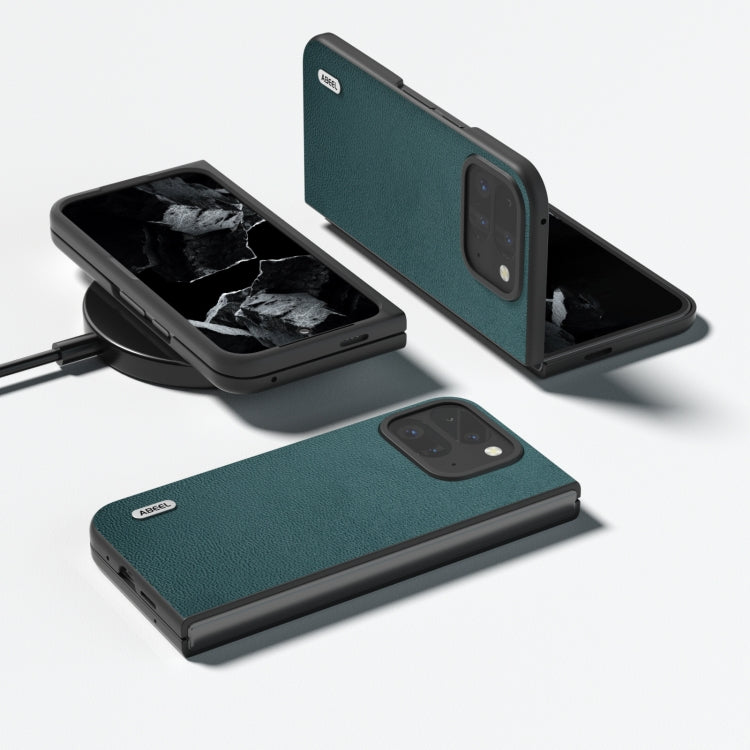 For Google Pixel 9 Pro Fold ABEEL Genuine Leather Luolai Series Phone Case(Dark Green) - Google Cases by PMC Jewellery | Online Shopping South Africa | PMC Jewellery | Buy Now Pay Later Mobicred