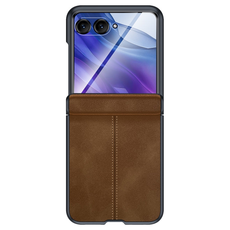 For Motorola Razr 50 Ultra Integrated Film Hinge Folding PU Phone Case(Brown) - Motorola Cases by PMC TechLife | Online Shopping South Africa | PMC TechLife | Buy Now Pay Later Mobicred