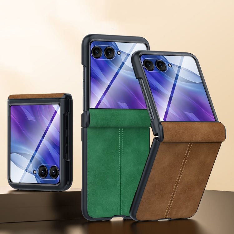 For Motorola Razr 50 Ultra Integrated Film Hinge Folding PU Phone Case(Brown) - Motorola Cases by PMC TechLife | Online Shopping South Africa | PMC TechLife | Buy Now Pay Later Mobicred