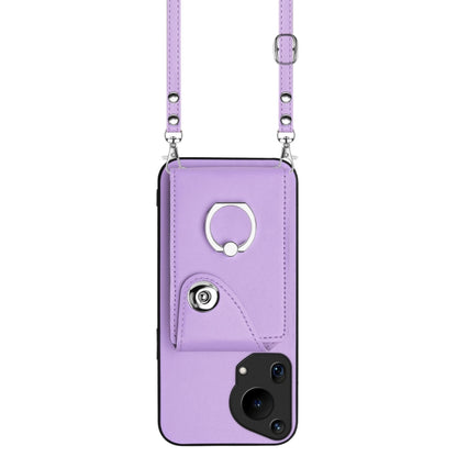 For Huawei Pura 70 Ultra Organ Card Bag Ring Holder Phone Case with Long Lanyard(Purple) - Huawei Cases by PMC Jewellery | Online Shopping South Africa | PMC Jewellery | Buy Now Pay Later Mobicred