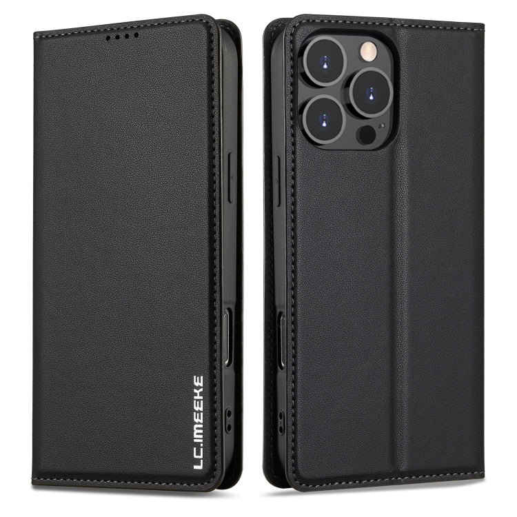 For iPhone 16 Pro Max LC.IMEEKE L1 Series Frosted Fine Texture PU Phone Case(Black) - iPhone 16 Pro Max Cases by LC.IMEEKE | Online Shopping South Africa | PMC TechLife | Buy Now Pay Later Mobicred