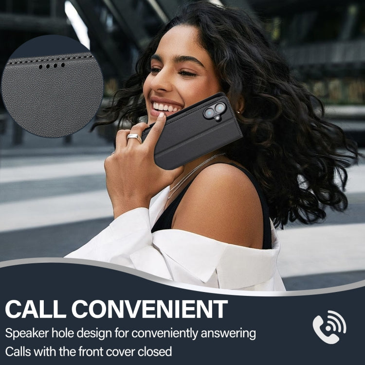 For iPhone 16 LC.IMEEKE L1 Series Frosted Fine Texture PU Phone Case(Black) - iPhone 16 Cases by LC.IMEEKE | Online Shopping South Africa | PMC TechLife | Buy Now Pay Later Mobicred