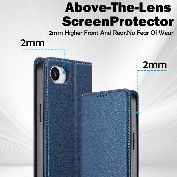 For iPhone 16e LC.IMEEKE L1 Series Frosted Fine Texture PU Phone Case(Blue) - iPhone 16e Cases by LC.IMEEKE | Online Shopping South Africa | PMC TechLife | Buy Now Pay Later Mobicred