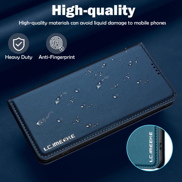 For iPhone 16e LC.IMEEKE L1 Series Frosted Fine Texture PU Phone Case(Blue) - iPhone 16e Cases by LC.IMEEKE | Online Shopping South Africa | PMC TechLife | Buy Now Pay Later Mobicred