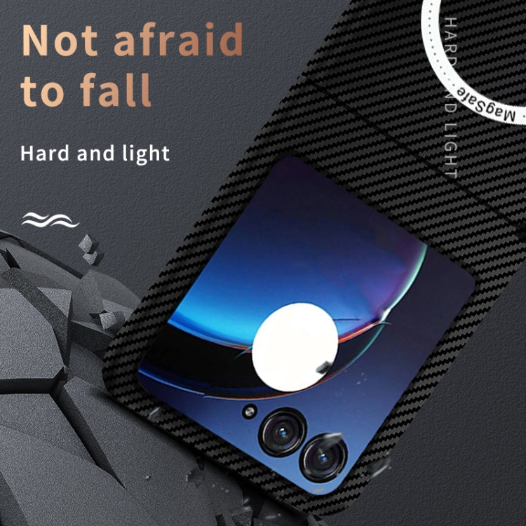For Motorola Razr 50 Carbon Fiber Texture MagSafe Magnetic Phone Case(Black Blue) - Motorola Cases by PMC TechLife | Online Shopping South Africa | PMC TechLife | Buy Now Pay Later Mobicred