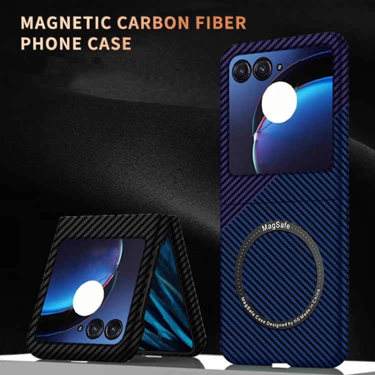 For Motorola Razr 50 Carbon Fiber Texture MagSafe Magnetic Phone Case(Black Red) - Motorola Cases by PMC TechLife | Online Shopping South Africa | PMC TechLife | Buy Now Pay Later Mobicred