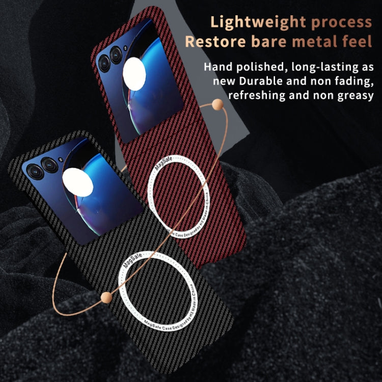 For Motorola Razr 50 Carbon Fiber Texture MagSafe Magnetic Phone Case(Black Red) - Motorola Cases by PMC TechLife | Online Shopping South Africa | PMC TechLife | Buy Now Pay Later Mobicred