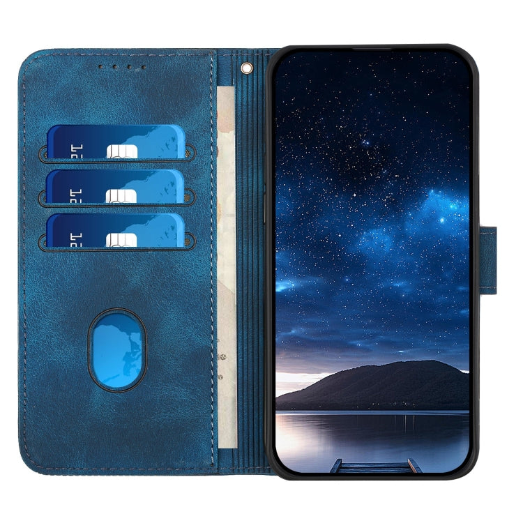 For iPhone 16 Pro Max YX0080 Grid Butterfly Embossed Pattern Flip Leather Phone Case with Lanyard(Dark Blue) - iPhone 16 Pro Max Cases by PMC TechLife | Online Shopping South Africa | PMC TechLife | Buy Now Pay Later Mobicred