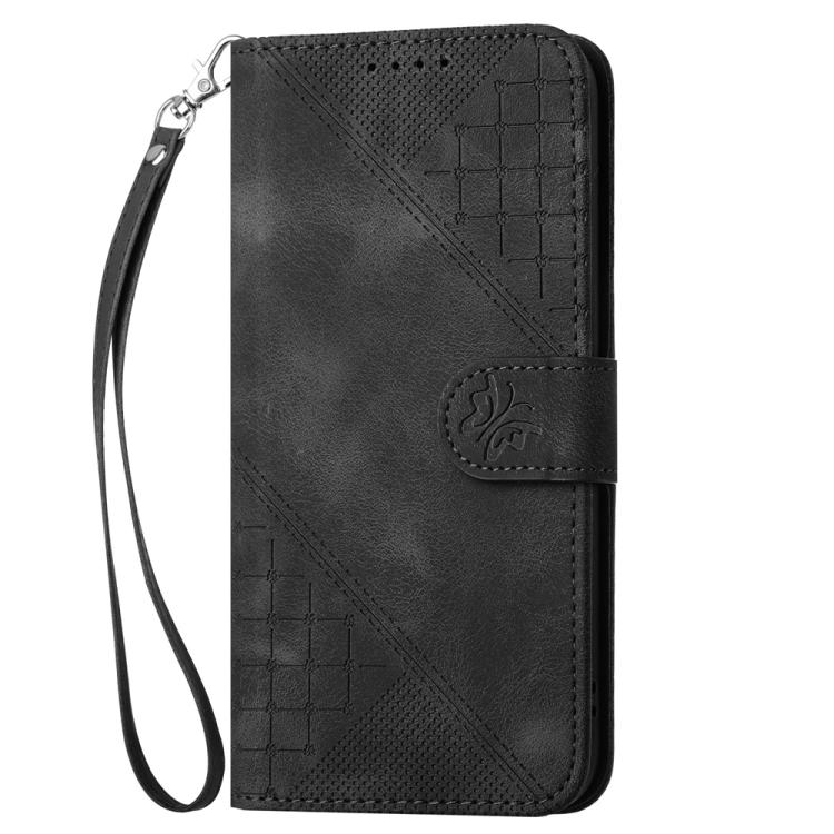 For iPhone 17 YX0080 Grid Butterfly Embossed Pattern Flip Leather Phone Case with Lanyard(Black) - free shipping - PMc TechLife - Order now!