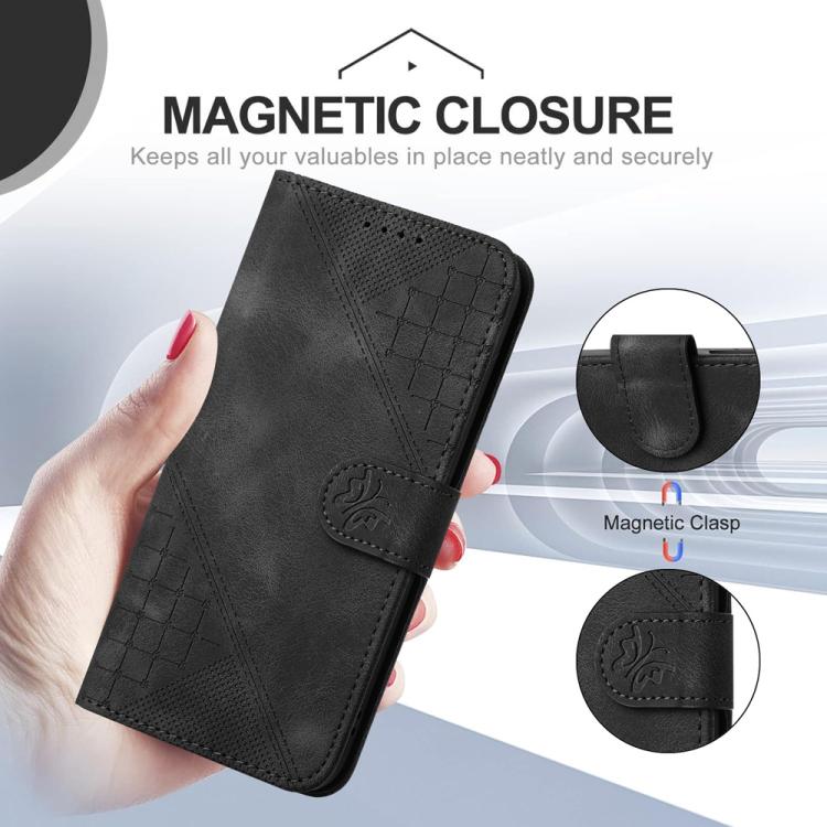 For iPhone 17 Pro YX0080 Grid Butterfly Embossed Pattern Flip Leather Phone Case with Lanyard(Black) - free shipping - PMc TechLife - Order now!