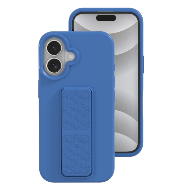 For iPhone 16 Liquid Silicone Holder Phone Case(Navy Blue) - iPhone 16 Cases by PMC Jewellery | Online Shopping South Africa | PMC Jewellery | Buy Now Pay Later Mobicred