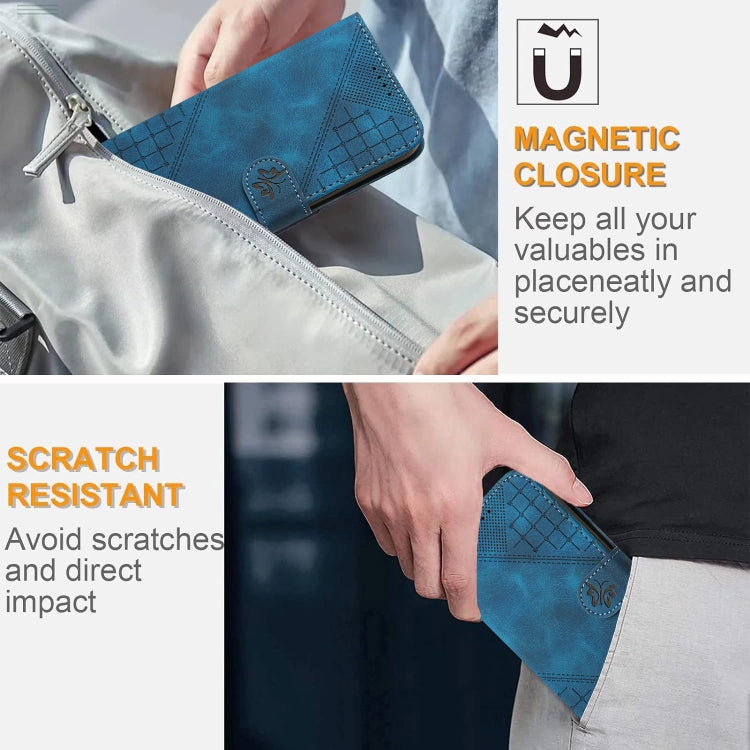 For Google Pixel 9 Pro XL YX0080 Grid Butterfly Embossed Pattern Flip Leather Phone Case with Lanyard(Dark Blue) - Google Cases by PMC TechLife | Online Shopping South Africa | PMC TechLife | Buy Now Pay Later Mobicred