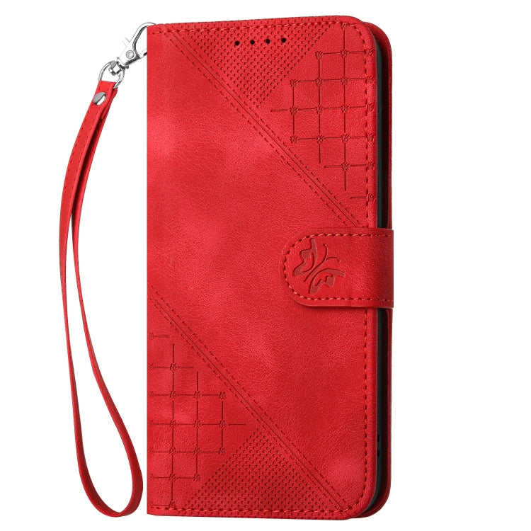 For Google Pixel 9 Pro XL YX0080 Grid Butterfly Embossed Pattern Flip Leather Phone Case with Lanyard(Red) - Google Cases by PMC TechLife | Online Shopping South Africa | PMC TechLife | Buy Now Pay Later Mobicred