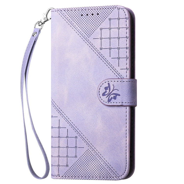 For Google Pixel 9 Pro XL Grid Butterfly Embossed Pattern Leather Phone Case with Lanyard(Light Purple) - free shipping - PMC TechLife - Order now!