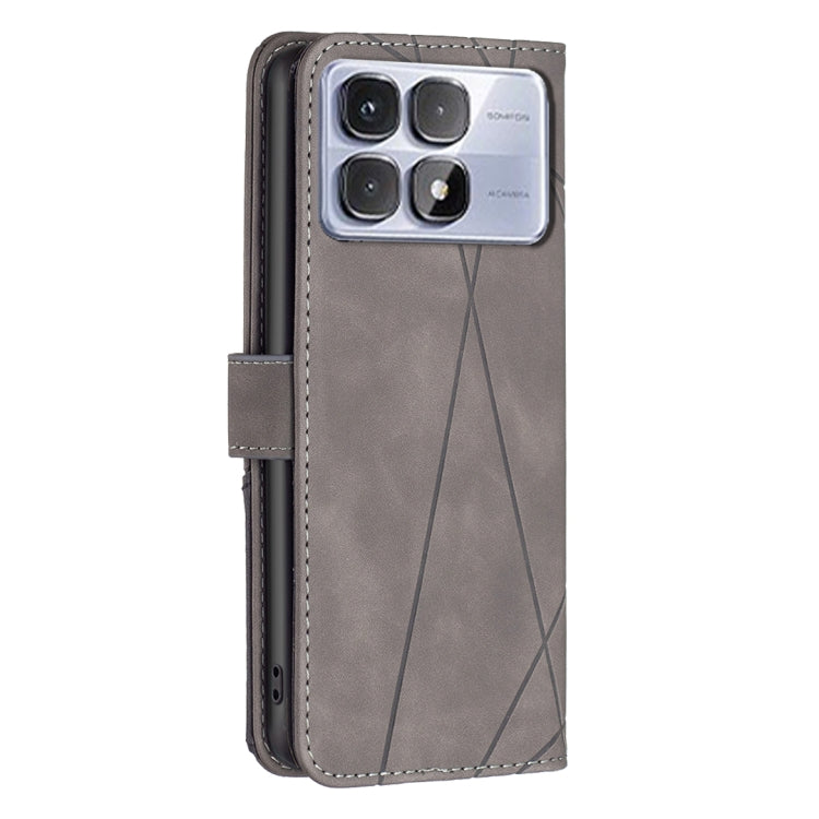 For Redmi K70 Ultra Magnetic Buckle Rhombus Texture Leather Phone Case(Grey) - Xiaomi Cases by PMC Jewellery | Online Shopping South Africa | PMC Jewellery | Buy Now Pay Later Mobicred