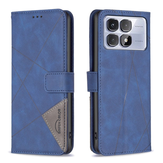 For Redmi K70 Ultra Magnetic Buckle Rhombus Texture Leather Phone Case(Blue) - Xiaomi Cases by PMC Jewellery | Online Shopping South Africa | PMC Jewellery | Buy Now Pay Later Mobicred