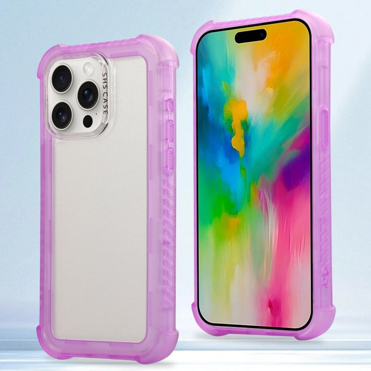 For iPhone 16 Pro Max Transparent Matte TPU Hybrid PC 3-in-1 Phone Case(Purple) - iPhone 16 Pro Max Cases by PMC TechLife | Online Shopping South Africa | PMC TechLife | Buy Now Pay Later Mobicred